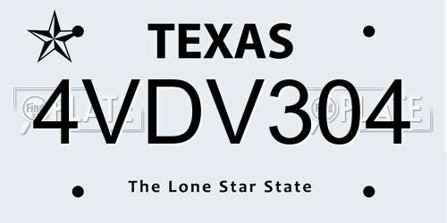 4VDV304 Texas License Plate