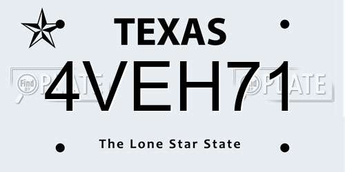 4VEH71 Texas License Plate