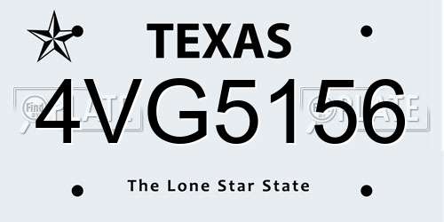 4VG5156 Texas License Plate
