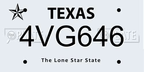 4VG646 Texas License Plate