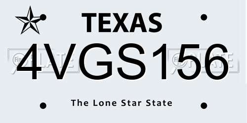 4VGS156 Texas License Plate