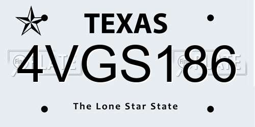 4VGS186 Texas License Plate