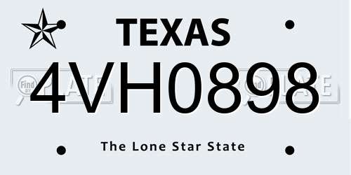 4VH0898 Texas License Plate