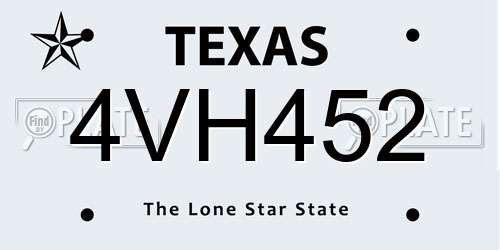 4VH452 Texas License Plate