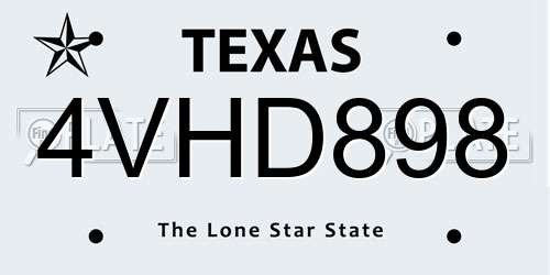 4VHD898 Texas License Plate