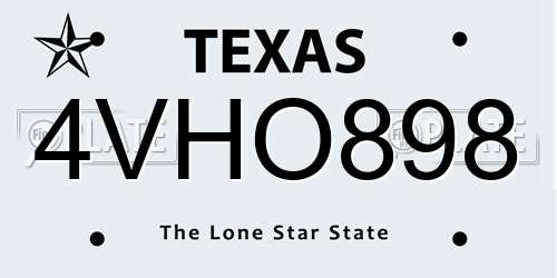 4VHO898 Texas License Plate