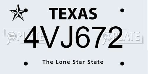4VJ672 Texas License Plate