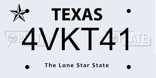 4VKT41 Texas License Plate
