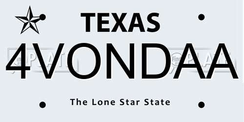 4VONDAA Texas License Plate