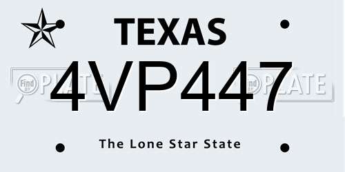 4VP447 Texas License Plate