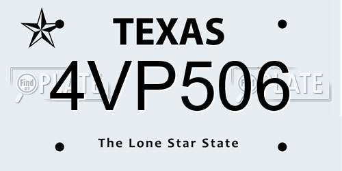 4VP506 Texas License Plate