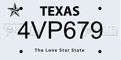 4VP679 Texas License Plate