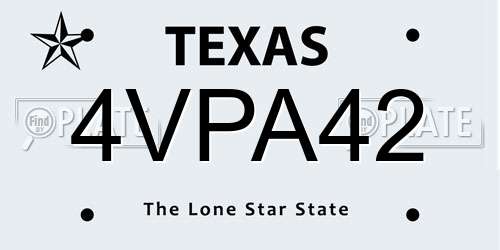 4VPA42 Texas License Plate