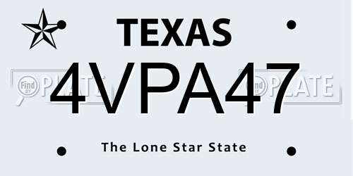 4VPA47 Texas License Plate