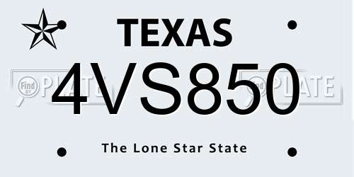 4VS850 Texas License Plate