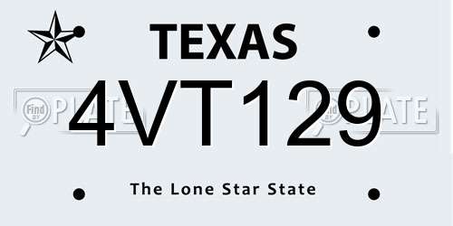 4VT129 Texas License Plate