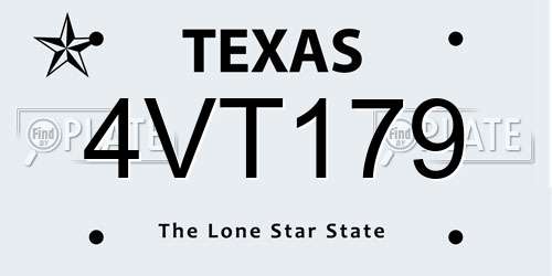 4VT179 Texas License Plate