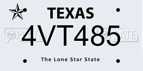 4VT485 Texas License Plate