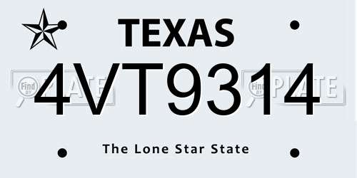 4VT9314 Texas License Plate