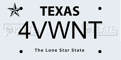 4VWNT Texas License Plate