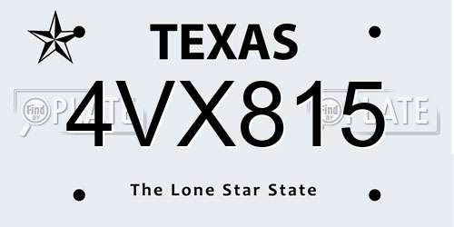 4VX815 Texas License Plate