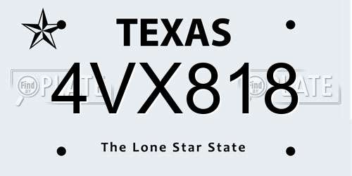 4VX818 Texas License Plate