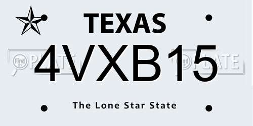 4VXB15 Texas License Plate