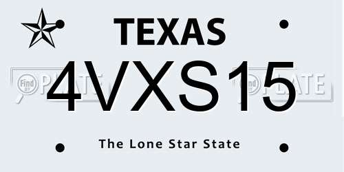 4VXS15 Texas License Plate