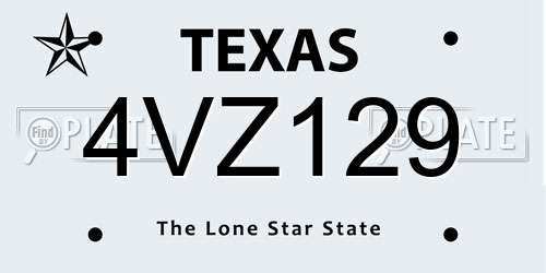 4VZ129 Texas License Plate