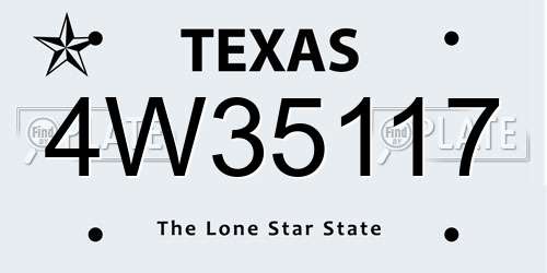 4W35117 Texas License Plate