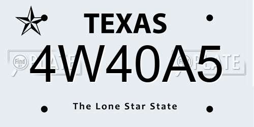 4W40A5 Texas License Plate