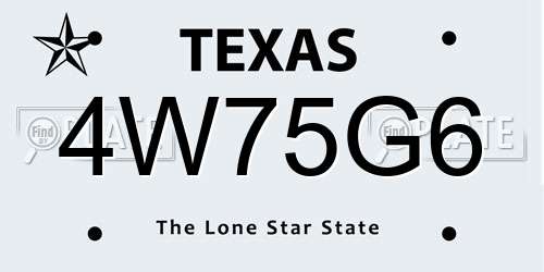 4W75G6 Texas License Plate