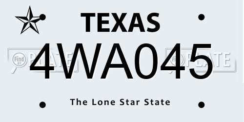 4WA045 Texas License Plate