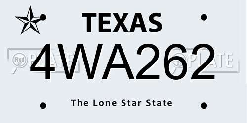 4WA262 Texas License Plate