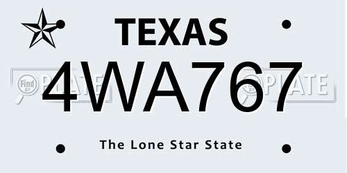 4WA767 Texas License Plate