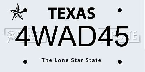 4WAD45 Texas License Plate