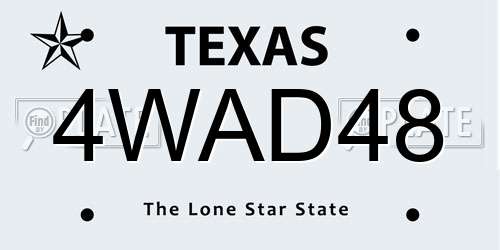 4WAD48 Texas License Plate