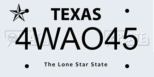 4WAO45 Texas License Plate