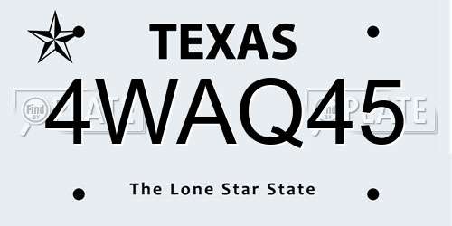 4WAQ45 Texas License Plate