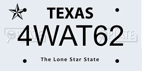 4WAT62 Texas License Plate