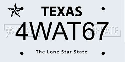 4WAT67 Texas License Plate