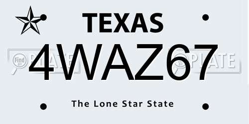 4WAZ67 Texas License Plate