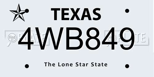 4WB849 Texas License Plate