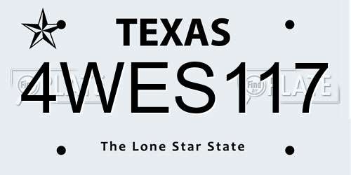 4WES117 Texas License Plate