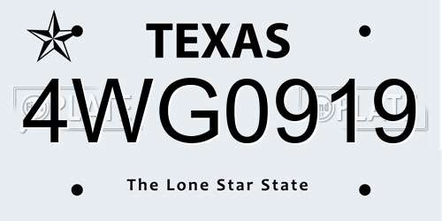 4WG0919 Texas License Plate