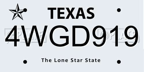 4WGD919 Texas License Plate