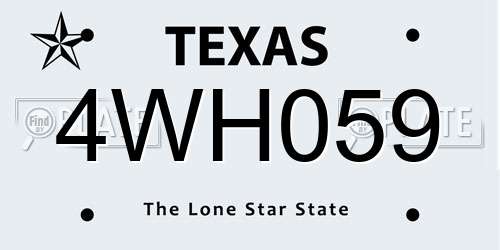 4WH059 Texas License Plate