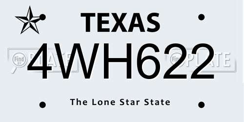 4WH622 Texas License Plate
