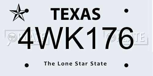 4WK176 Texas License Plate