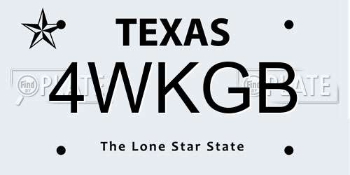 4WKGB Texas License Plate